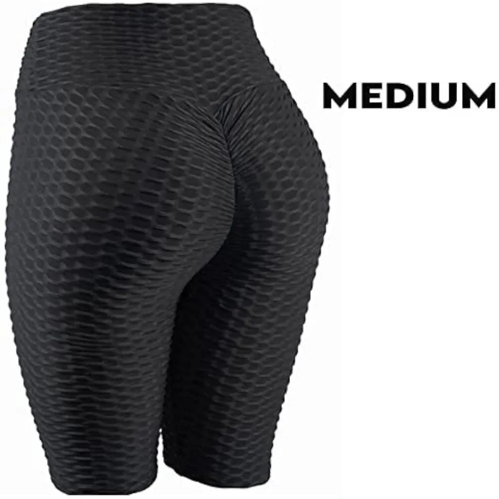 NWT Seven7 Scrunch Butt Anti Cellulite Honeycomb Texture Biker Shorts In Black M